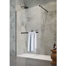   Radaway Modo New II Walk-in zuhanyfal átlátszó üveg 140x200 cm, törölközőtartóval fekete 3891445401W