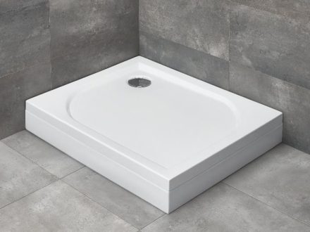 Radaway Delos D aszimmetrikus akril balos zuhanytálca előlappal 80x75 ajándék szifon, fehér 4D87514-03L