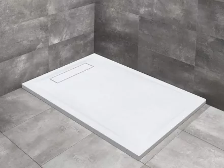 Radaway Doris F lapos szögletes műmárvány zuhanytálca 100x80 ajándék szifonnal, fehér DF1080-53