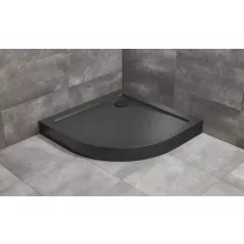   Radaway Doros Stone A íves zuhanytálca előlappal 90x90 cm ajándék szifonnal, fekete SDRA9090-05-54S