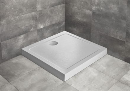 Radaway Doros Stone C akril zuhanytálca előlappal 80x80 cm ajándék szifon, fehér SDRC8080-05-04S