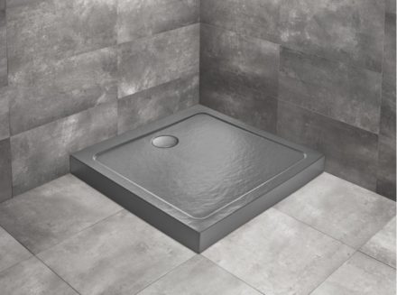 Radaway Doros Stone C akril zuhanytálca előlappal 80x80 cm ajándék szifon, antracit SDRC8080-05-64S