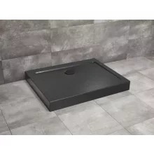   Radaway Doros Stone D akril zuhanytálca előlappal 110x90 cm ajándék szifonnal, fekete SDRD1190-05-54S