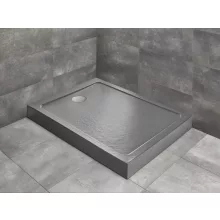   Radaway Doros Stone F akril zuhanytálca előlappal 130x80 cm ajándék szifonnal, antracit SDRFP1380-05-64S