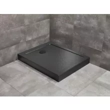   Radaway Doros Stone F akril zuhanytálca előlappal 140x100 cm ajándék szifonnal, fekete SDRFP1410-05-54S