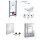 Grohe beépíthető WC-tartály szett króm nyomólappal + Cersanit Arteco perem nélküli fali WC, ülőkével