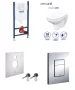 Grohe beépíthető WC-tartály szett króm nyomólappal + Cersanit Arteco perem nélküli fali WC, ülőkével