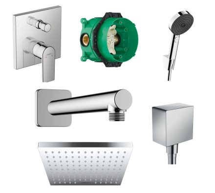 Hansgrohe Vernis Shape 2 funkciós zuhanyrendszer csomag egykaros rejtett csapteleppel króm