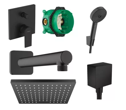 Hansgrohe Vernis Shape 2 funkciós zuhanyrendszer egykaros rejtett csapteleppel matt fekete