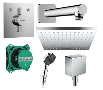 Hansgrohe DouTurn E 2 funkciós zuhanyrendszer csomag egykaros rejtett csapteleppel króm