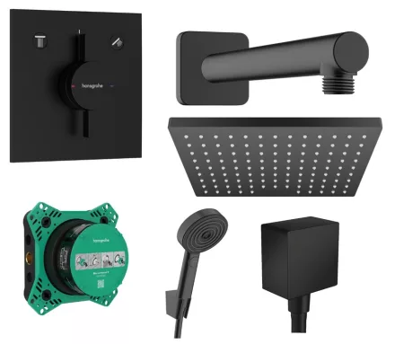 Hansgrohe DuoTurn E 2 funkciós zuhanyrendszer egykaros rejtett csapteleppel matt fekete