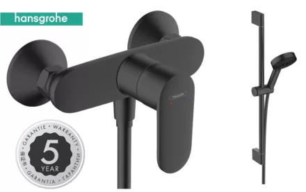 Hansgrohe Vernis Blend egykaros zuhanycsaptelep + Pulsify Select S zuhanyszett, matt fekete