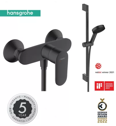 Hansgrohe Vernis Blend egykaros zuhanycsaptelep + Pulsify Select S 3 jet zuhanyszett, matt fekete