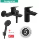 Hansgrohe Logis kád- és mosdócsaptelep szett Pulsify Select zuhanyszettel, matt fekete