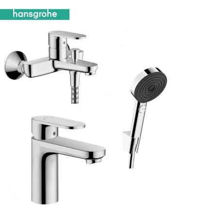 Hansgrohe Vernis Blend kád- és mosdócsaptelep szett Pulsify Select S zuhanyszettel, króm