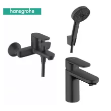   Hansgrohe Vernis Blend kád- és mosdócsaptelep szett Pulsify Select zuhanyszettel, matt fekete