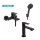 Hansgrohe Rebris E kád- és mosdócsaptelep szett Pulsify Select zuhanyszettel, matt fekete