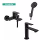 Hansgrohe Rebris E kád- és mosdócsaptelep szett Pulsify Select zuhanyszettel, matt fekete