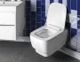 Sapho Bello falsík alatti WC szett perem nélküli fehér WC csészével és fehér/króm nyomólappal.