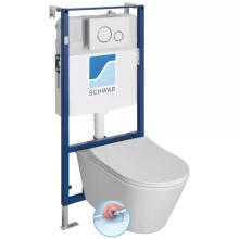 Sapho Avva falsík alatti WC szett perem nélküli fehér WC csészével és fehér/króm nyomólappal.