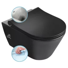   Sapho Avva Rimless fali WC csésze bidézuhannyal és csapteleppel, ülőke nélkül, matt fekete 100315-110