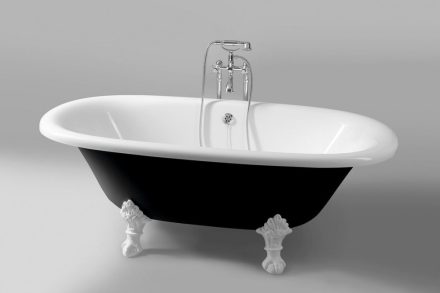 POLYSAN Regata szabadonálló kád 175x85 cm, fehér lábak, fekete/fehér 10261