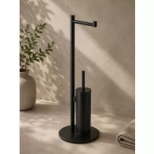 Bemeta Dark álló WC kefe és WC papír tartó 250x730 mm, fekete kivitelben.