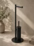 Bemeta Dark álló WC kefe és WC papír tartó 250x730 mm, fekete kivitelben.