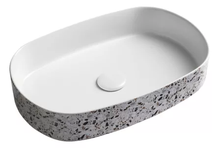 Sapho Infinity Oval kerámiamosdó 55x36 cm, terrazzo kivitelben
