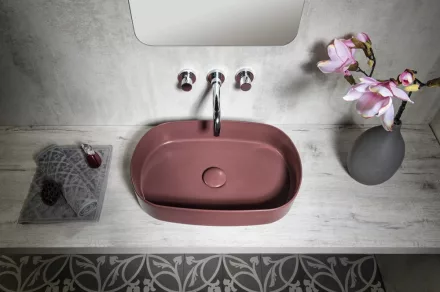 Sapho Infinity Oval kerámiamosdó 55x36 cm, gesztenye vörös 10NF65055-2R