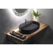   Sapho Isvea Infinity pultra szerelhető kerámia mosdó 60x40 egy nyitott csaplyukkal, antracit 10NF65060-2C