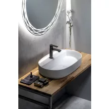   Sapho Isvea Infinity pultra szerelhető kerámia mosdó 60x40 egy nyitott csaplyukkal, matt fehér 10NF65060-2L