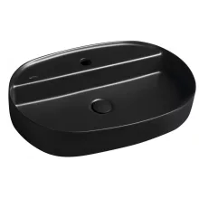   Sapho Isvea Infinity pultra szerelhető kerámia mosdó 60x40 egy nyitott csaplyukkal, matt fekete 10NF65060-2N
