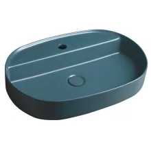   Sapho Isvea Infinity pultra szerelhető kerámia mosdó 60x40 egy nyitott csaplyukkal, zöld 10NF65060-2P