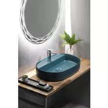   Sapho Isvea Infinity pultra szerelhető kerámia mosdó 60x40 egy nyitott csaplyukkal, zöld 10NF65060-2P