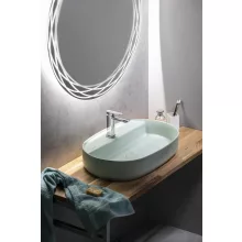   Sapho Isvea Infinity pultra szerelhető kerámia mosdó 60x40 egy nyitott csaplyukkal, matt zöld 10NF65060-2T