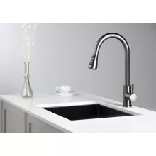 Sapho Mikela 2 funkciós konyhai csaptelep kihúzható fejjel, gun metal színben.