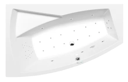 Polysan Evia aszimmetrikus akril kád Highline Hydro Air rendszerrel 160x100x47 cm, balos/fehér 11611.6010