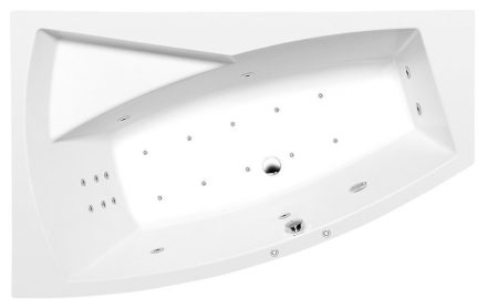 Polysan Evia balos aszimmetrikus akril kád Hidro Air rendszerrel 160x100x47 cm, fehér 11611HA