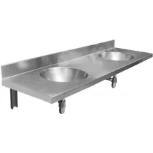   Nofer inox pult kettő süllyesztett mosdóval 120x25,4x55 cm, matt rozsdamentes acél 13071.2.S