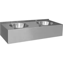   Nofer inox pult kettő süllyesztett mosdóval 120x27x55 cm, matt rozsdamentes acél 13080.2.S