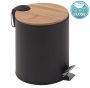 Sapho Gedy KENTA pedálos acél szemetes 3l, Soft Close, matt fekete/bambusz 1309
