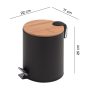 Sapho Gedy KENTA pedálos acél szemetes 3l, Soft Close, matt fekete/bambusz 1309