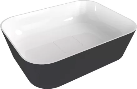 Sapho Polysan öntött márvány mosdótál 50x35 cm, fehér/matt antracit 14596.52
