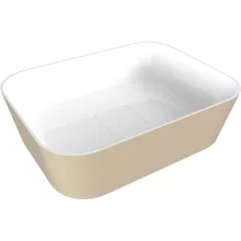   Sapho Polysan öntött márvány mosdótál 50x35 cm, fehér/matt bézs 14596.82