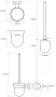Bemeta Hematit fali WC-kefetartó 95x360x140 mm, fényes fekete 159113017