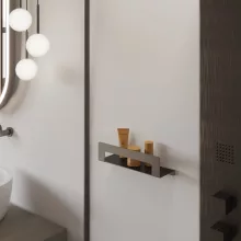 Sapho Cleo polc törölközőtartóval 50 cm, gun metal kivitelben