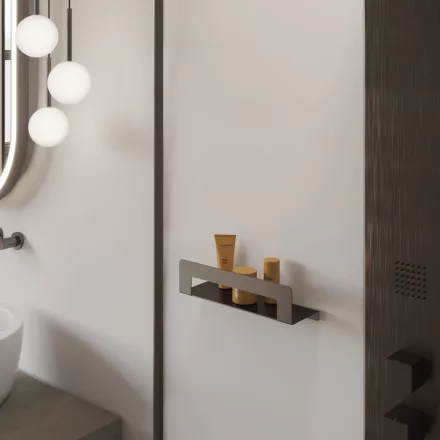 Sapho Cleo polc törölközőtartóval 50 cm, gun metal kivitelben