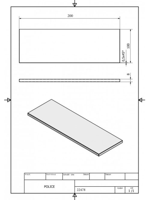 Sapho Polc 200x100x8mm, tejüveg 22478