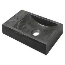 Sapho Blok kőmosdó 40x22cm, balos, fekete antracit 2401-38